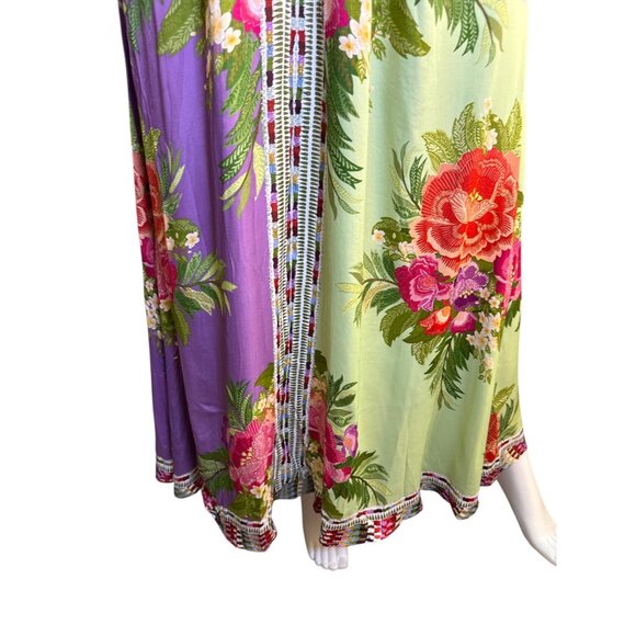 Farm Rio Long Sleeve Multicolor Floral Maxi Dress  V-Neck and Cut Outs Sz S  NWT - Picture 3 of 11